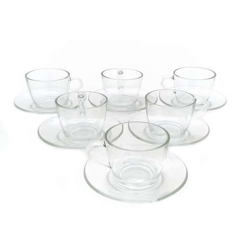 12 Piece Glass Tea Cup and Saucer Set
