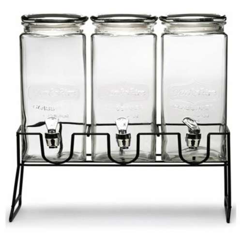 4 Piece Triple Clear 1.6 Litre Jar Bevarage Dispenser with Stand