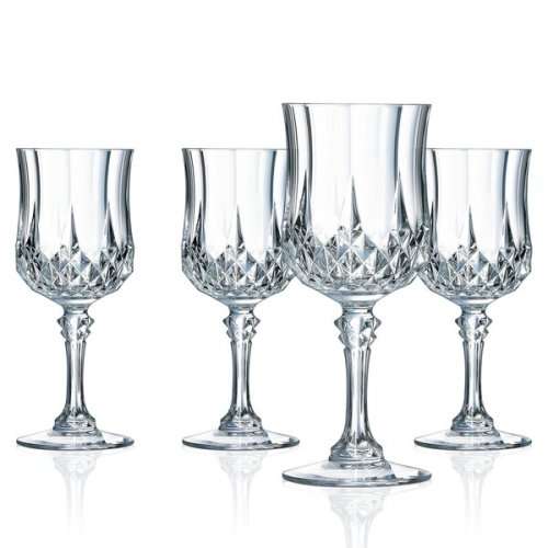 6 Piece Clear White Goblet Wine Glass Set