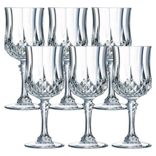 6 Piece Clear White Goblet Wine Glass Set