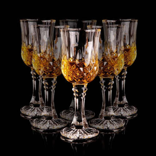 6 Piece Clear White Goblet Wine Glass Set