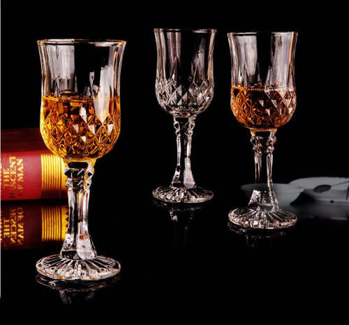 6 Piece Clear White Goblet Wine Glass Set