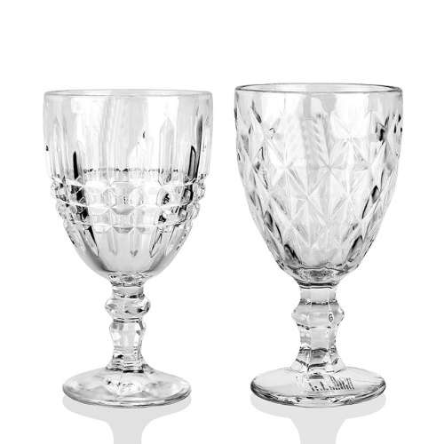 6 Piece Vintage Style Red Wine Glass Set
