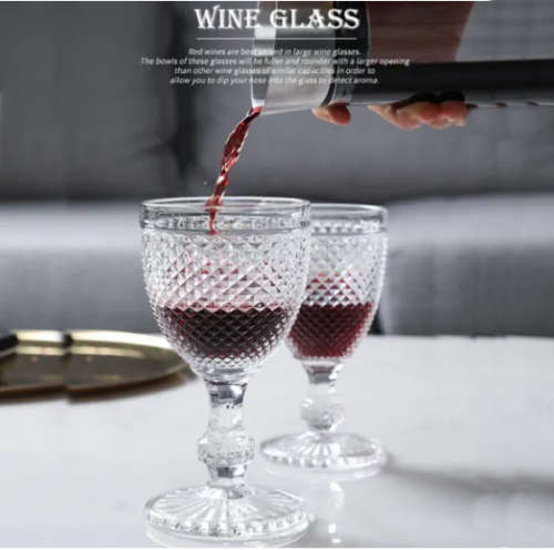 6 Piece Vintage Style Red Wine Glass Set