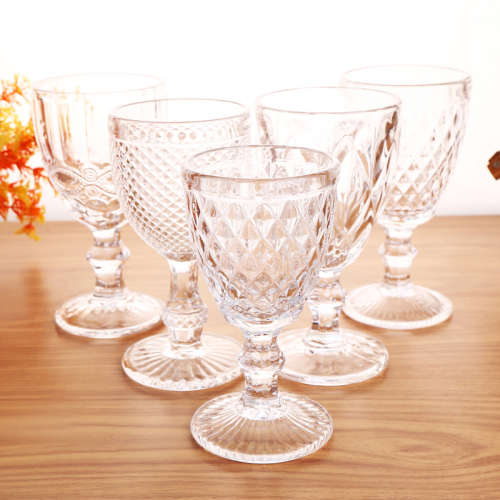 6 Piece Vintage Style Red Wine Glass Set