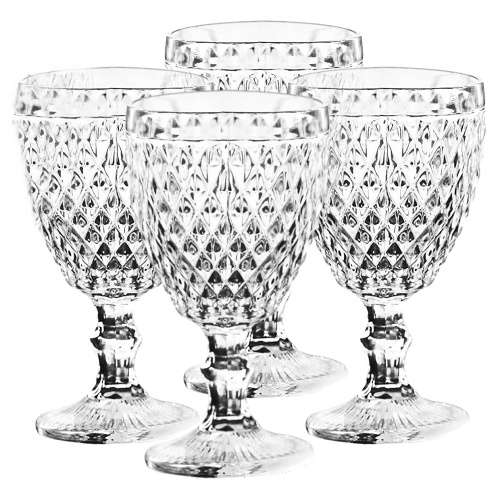 6 Piece Vintage Style Red Wine Glass Set