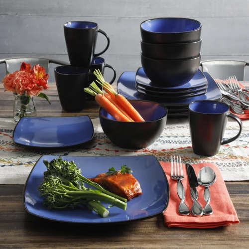 16 Piece Square Reactive Glaze Dinnerware Set
