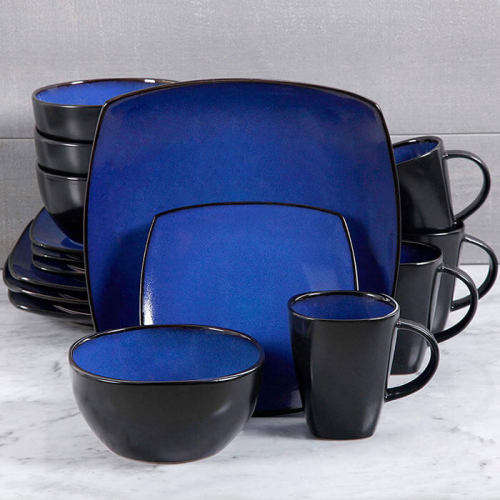 16 Piece Square Reactive Glaze Dinnerware Set