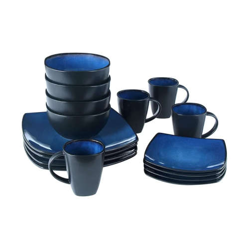 16 Piece Square Reactive Glaze Dinnerware Set