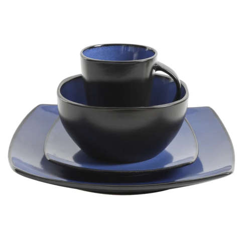 16 Piece Square Reactive Glaze Dinnerware Set