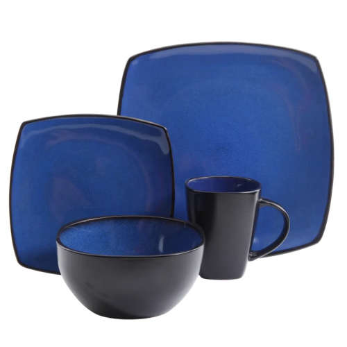 16 Piece Square Reactive Glaze Dinnerware Set