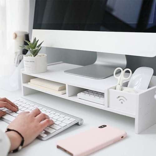 Multifunction Monitor Stand Riser with Multiple Storage Compartments