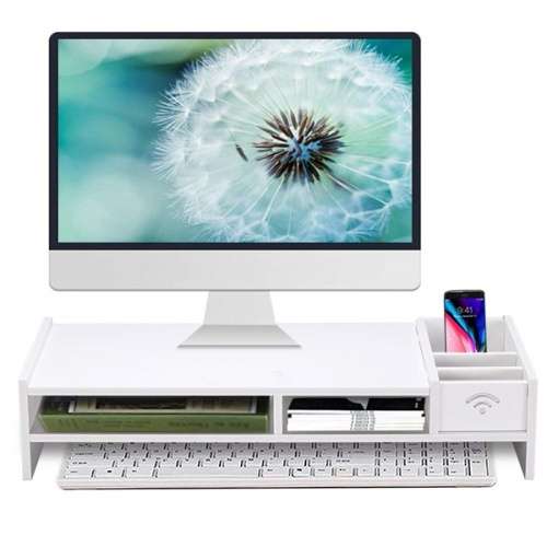 Multifunction Monitor Stand Riser with Multiple Storage Compartments