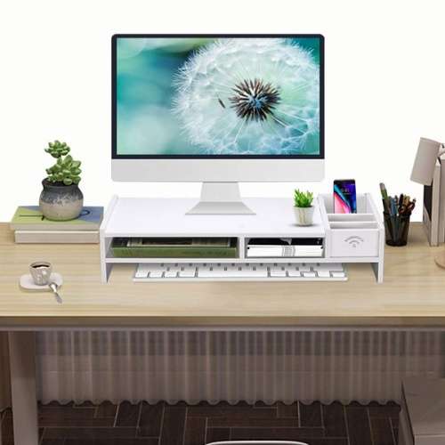 Multifunction Monitor Stand Riser with Multiple Storage Compartments