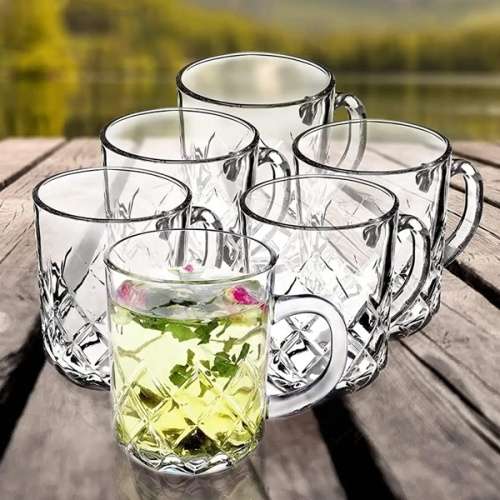 6 Piece Clear Toughened Glass Mug Set