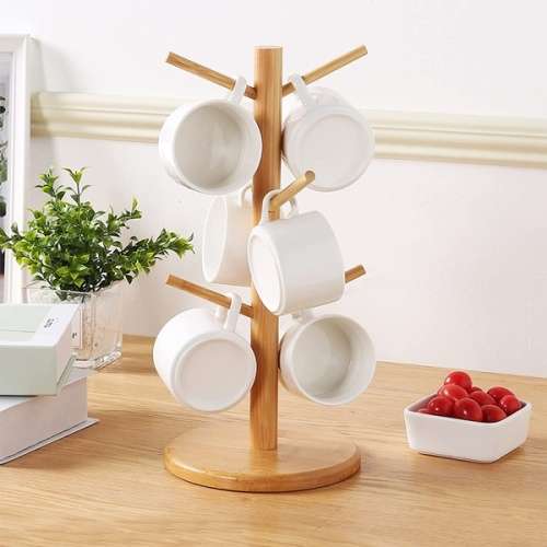 Wooden Home Kitchen Wooden Mug Tree Stand