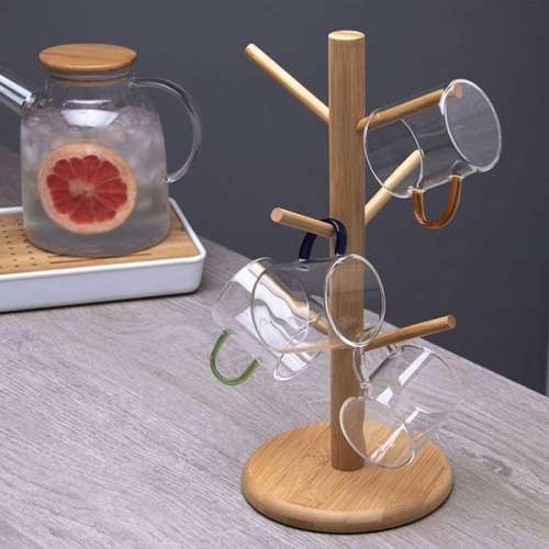 Wooden Home Kitchen Wooden Mug Tree Stand
