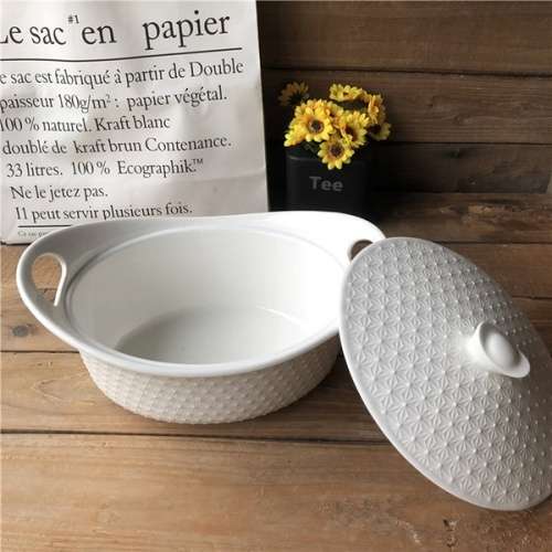 25.4cm Ceramic Soup Tureen Casserole Dish with Lid and Handles