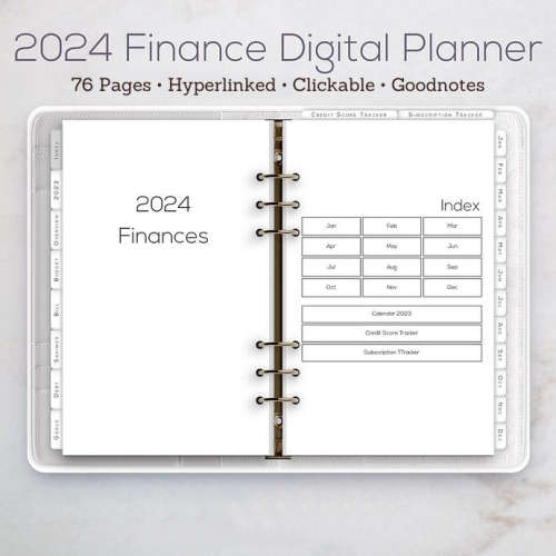 2024 Finance Digital Planner - 76 Pages - Hyperlinked Tabs - Goodnotes