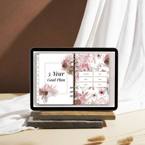 5 Year Goal Digital Planner - 37 Pages - Hyperlinked Tabs - Goodnotes