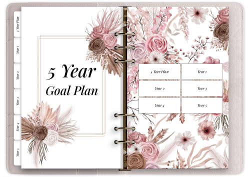 5 Year Goal Digital Planner - 37 Pages - Hyperlinked Tabs - Goodnotes