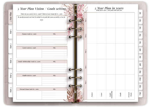 5 Year Goal Digital Planner - 37 Pages - Hyperlinked Tabs - Goodnotes