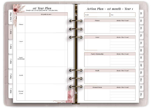 5 Year Goal Digital Planner - 37 Pages - Hyperlinked Tabs - Goodnotes