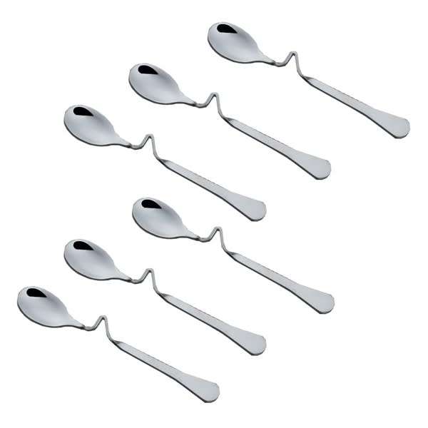 18 Piece Elegant Wave-Shape Porcelain Coffee Cups and Saucer Set with Curved Handle Teaspoon