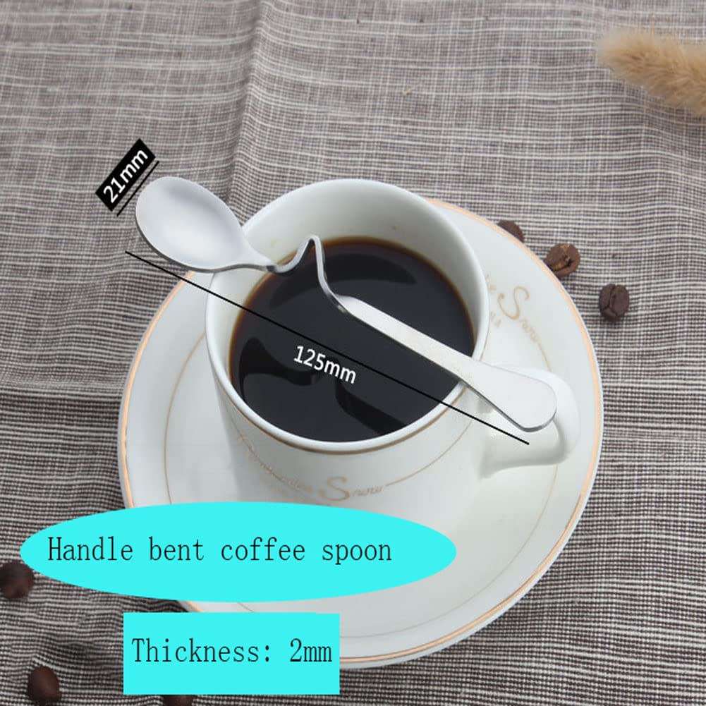 6 Piece Stainless Steel Curved Handle Stirring Spoons