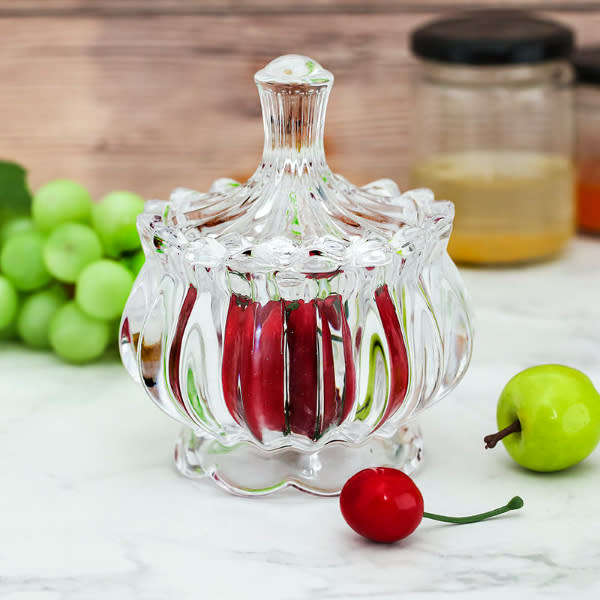 Elegant Multifunctional Clear Glass Decorative Sugar Jar with Lid