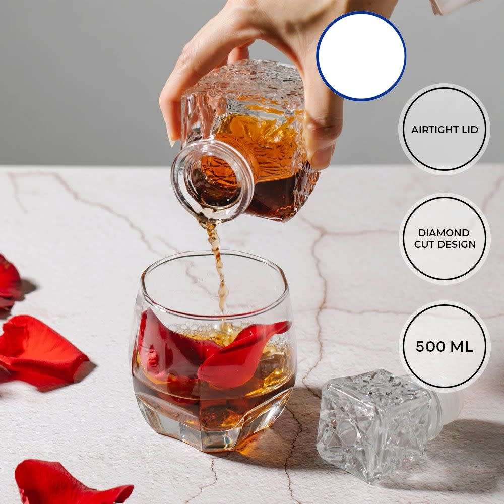 500ml Creative Diamond Cut Whiskey Decanter with Airtight Lid