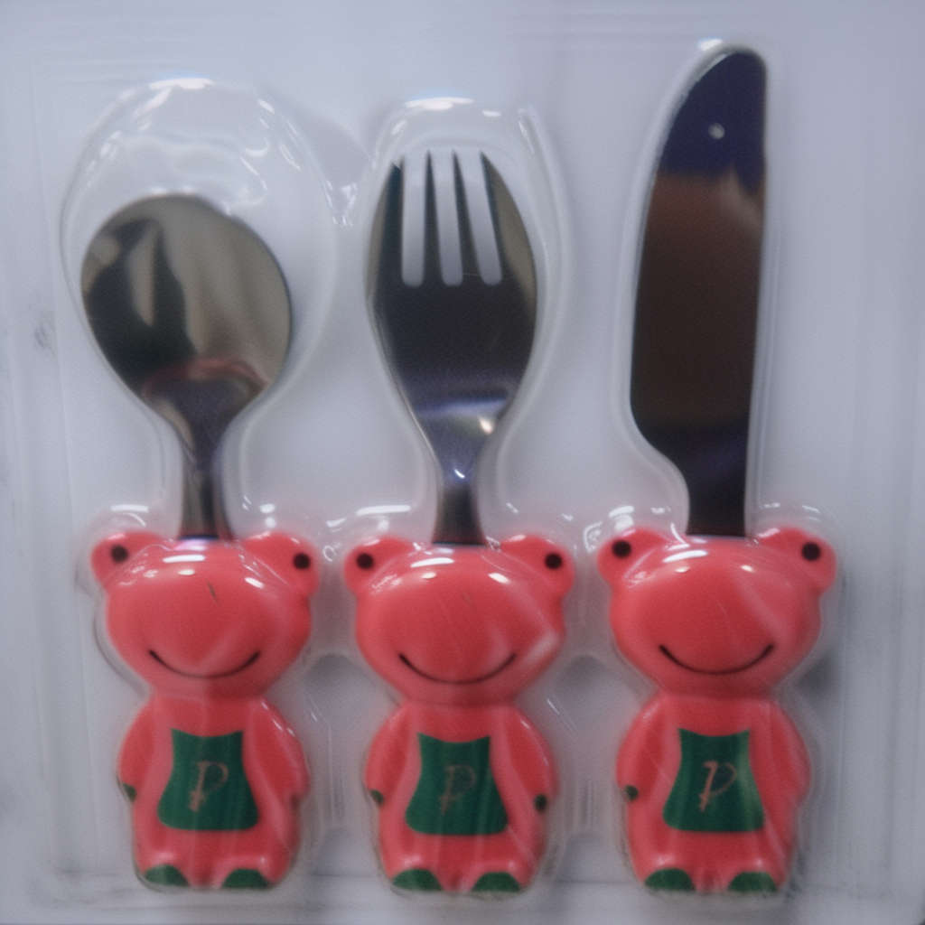 Set of 3 Stainless Steel & Plastic Handle Children Cutlery