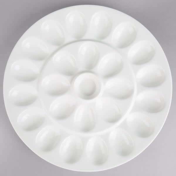 Elegant White Porcelain Deviled Egg Platter Tray