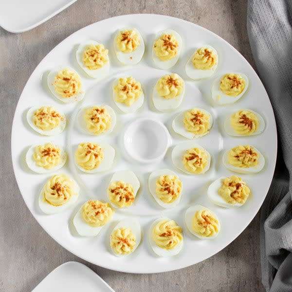 Elegant White Porcelain Deviled Egg Platter Tray