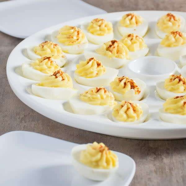 Elegant White Porcelain Deviled Egg Platter Tray