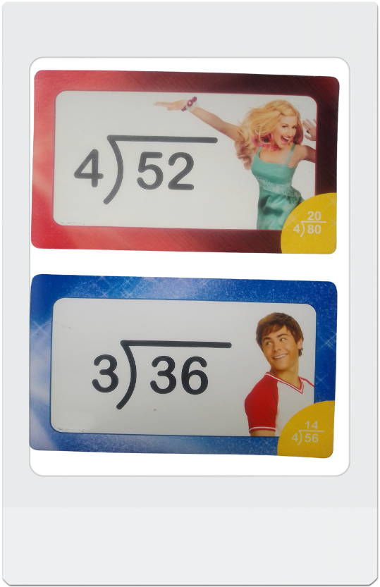 40 Piece Advanced Division Arithmetic Learning Cards & Stickers