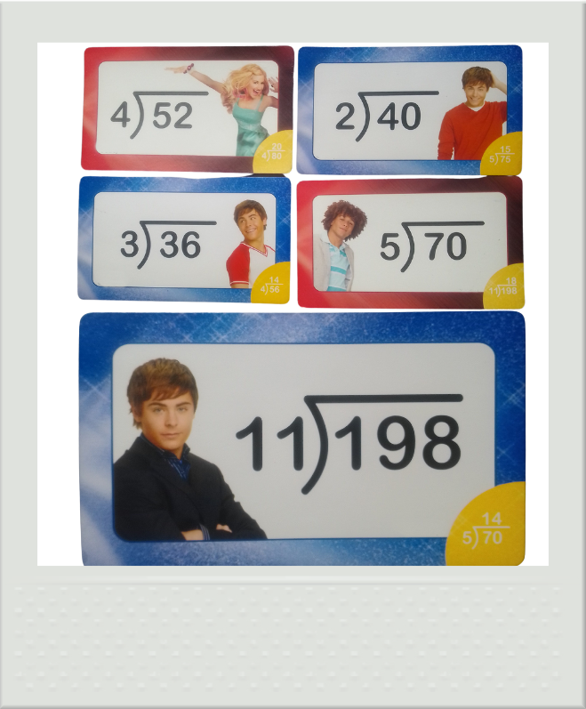 40 Piece Advanced Division Arithmetic Learning Cards & Stickers