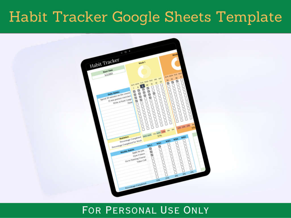 Habit Tracker with Instruction and Months Tabs - Google Sheets Template