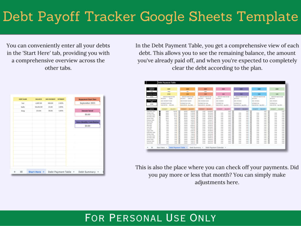 Debt Payoff Calculator Spreadsheet - Google Sheets Template