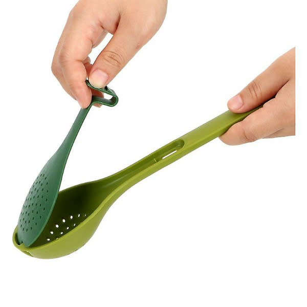 Green Long Hangle Silicone Spice and Herb Flavour Infusing Spoon with Herb Stripper