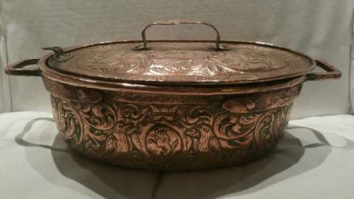 An Early 19th C Dutch Oval Cooking Pot Decorated in the Late Renaissance-Style