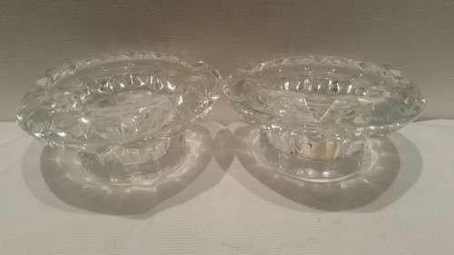 A Pair of French Glass Candle Stick Holders