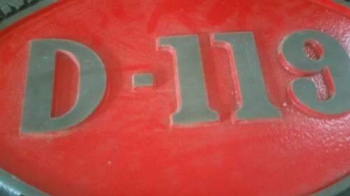 Mocambique Locomotive Brass Plate D-119 Caminos De Ferro