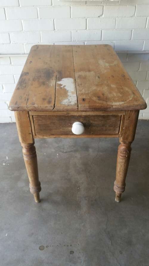 Shabby Chic! Vintage English Pine Single Drawer Scrub Top Table