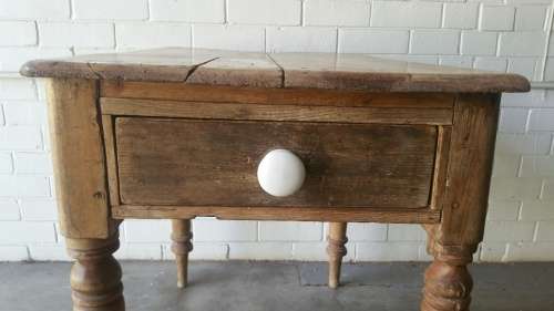 Shabby Chic! Vintage English Pine Single Drawer Scrub Top Table
