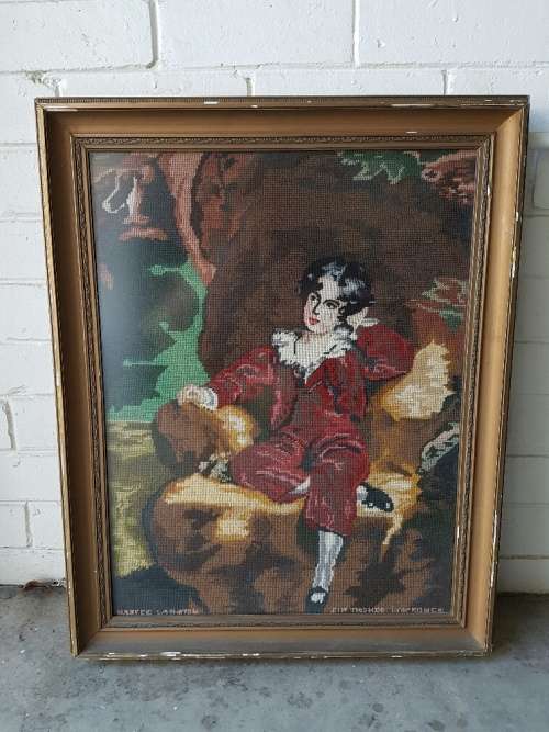 FOR TANYA ONLYA Gilt Framed Vintage Tapestry of The Red Boy