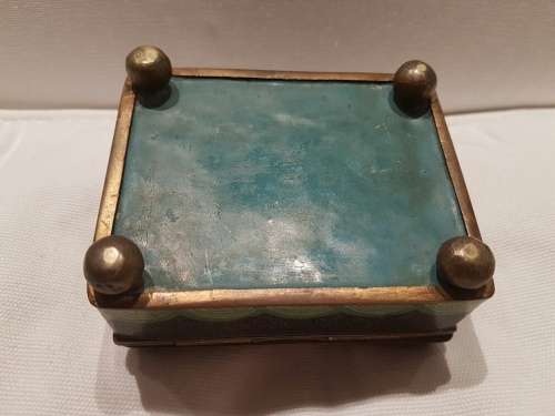 A Stunning Cloisonne Box With Bun Feet Dragon Motif