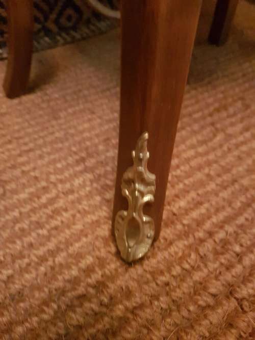 Stunner! Dainty French Walnut Pedestal With 4 Drawers and Brass Details