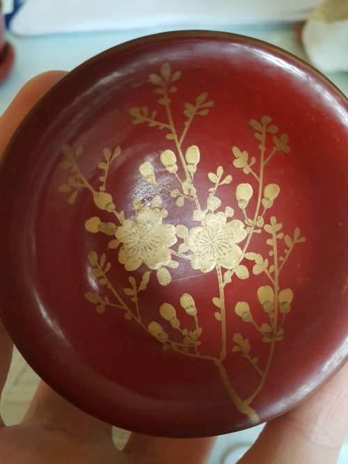 9 Vintage Japanese Sake Laquer and Wood Cups