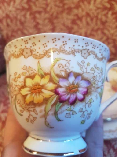 Royal Albert " Gem " Trio  minor chip base rim of teacup
